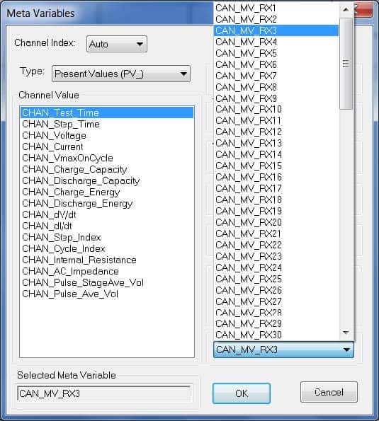 ELECTRIC VEHICLE BATTERY TESTING CAN Meta Variables