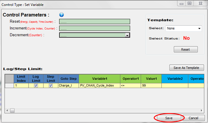 set the step limit to the desired number of loops arbin mits
