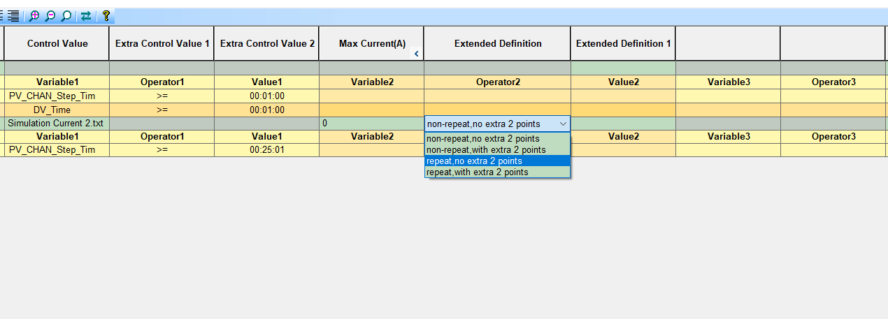 simulation control value